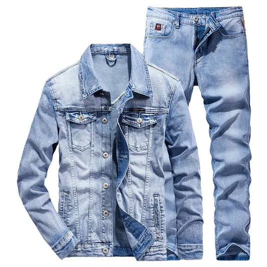 2pc Denim Suit Men's Slim Micro-stretch